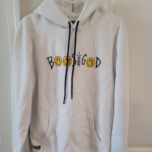 OhItsTeddy Happy Cry Boost God White Hoodie Happy Face Size Medium